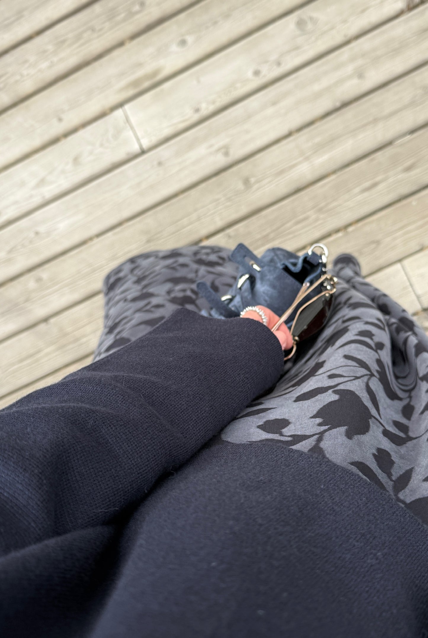Navy Blue Cupra Silk Skirt