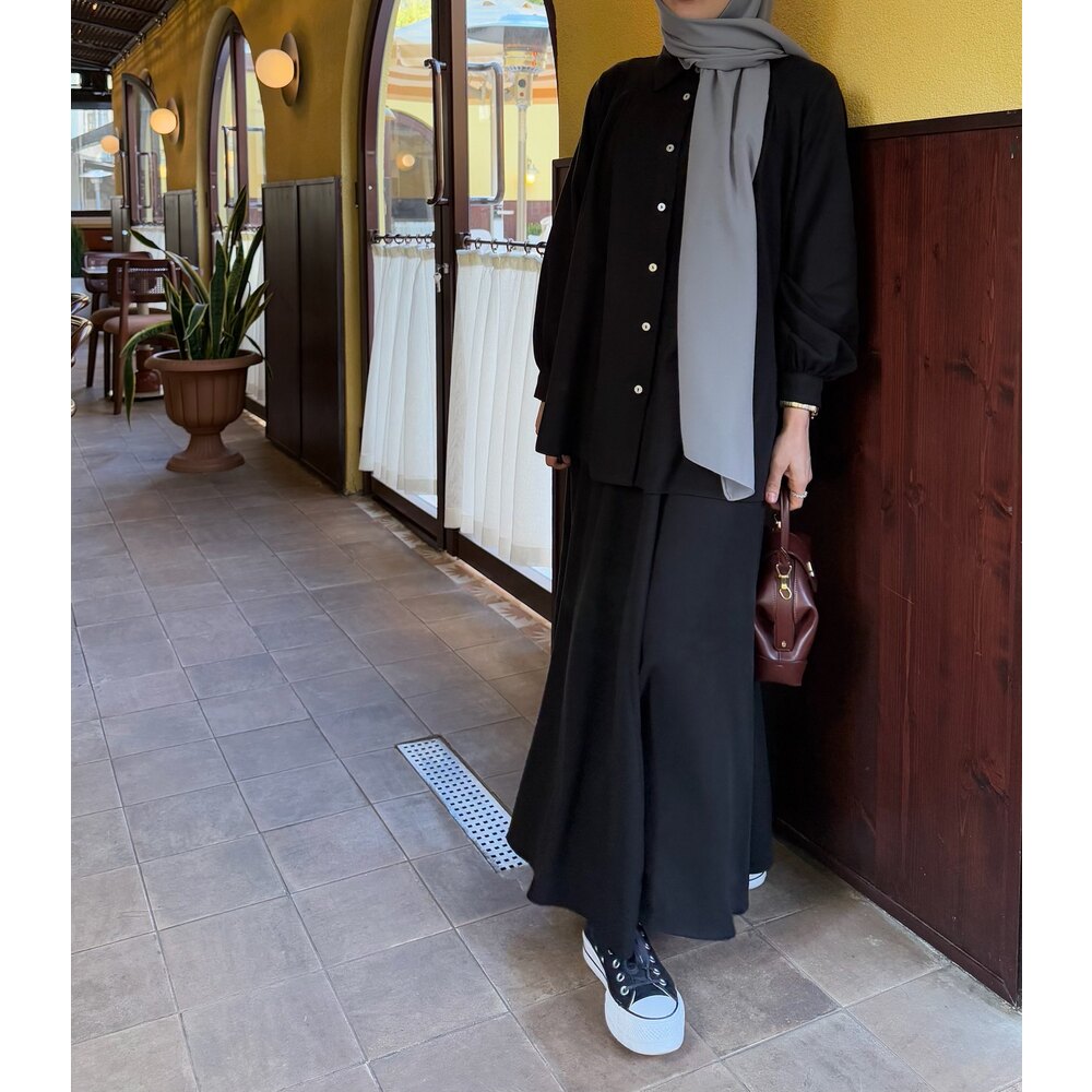 Siyah Tensel Etek-Gömlek Takım