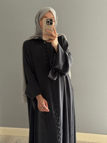 Siyah Birit Düğmeli Ferace/Elbise