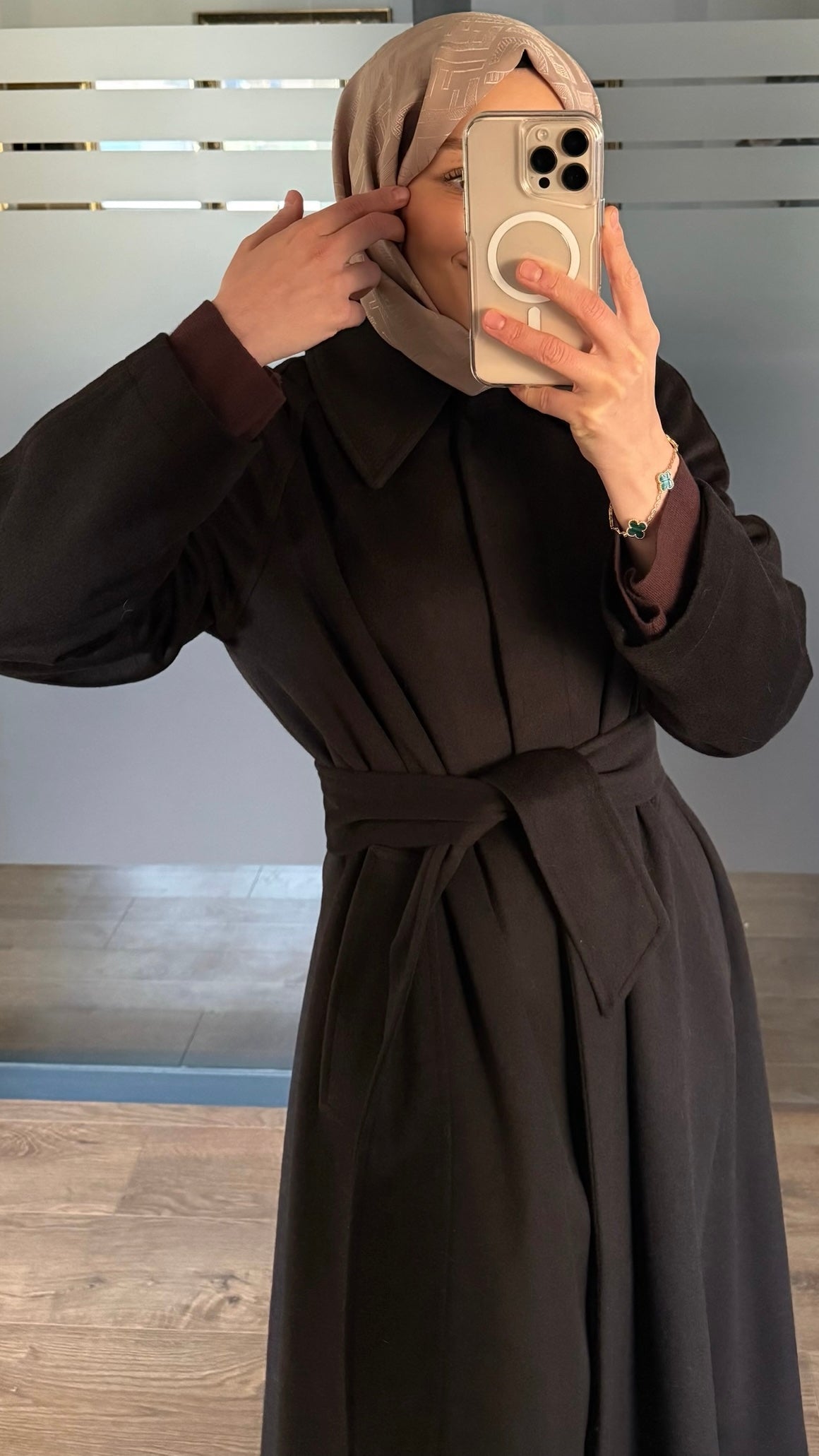 Kahve Yün Kaşe Kaban