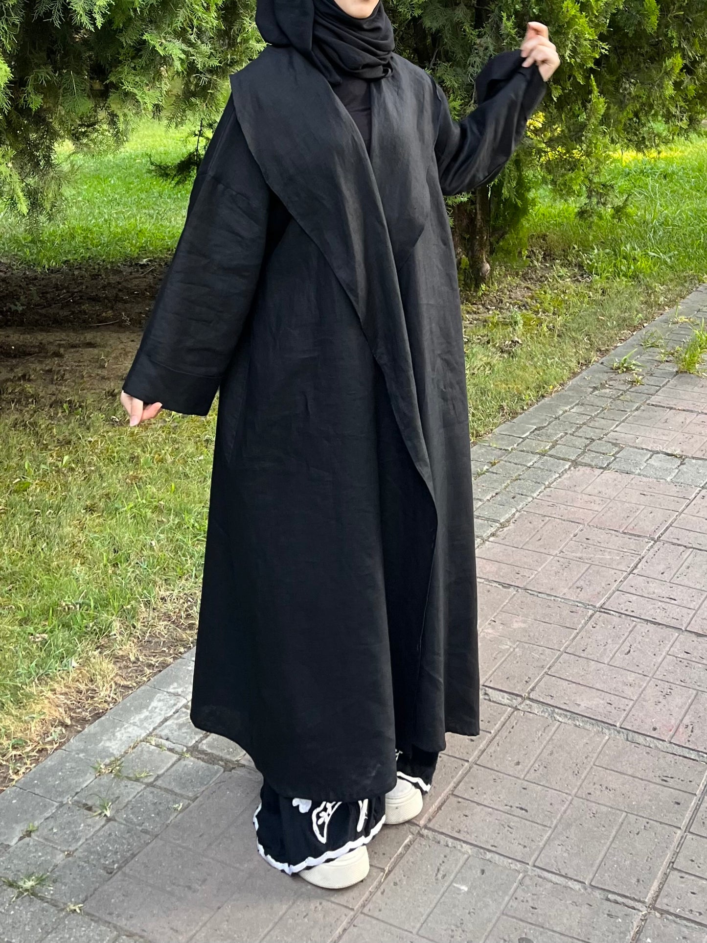 Siyah Keten Kaftan